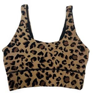IVL Tan and Black Leopard Print Sports Bra with Wide Straps